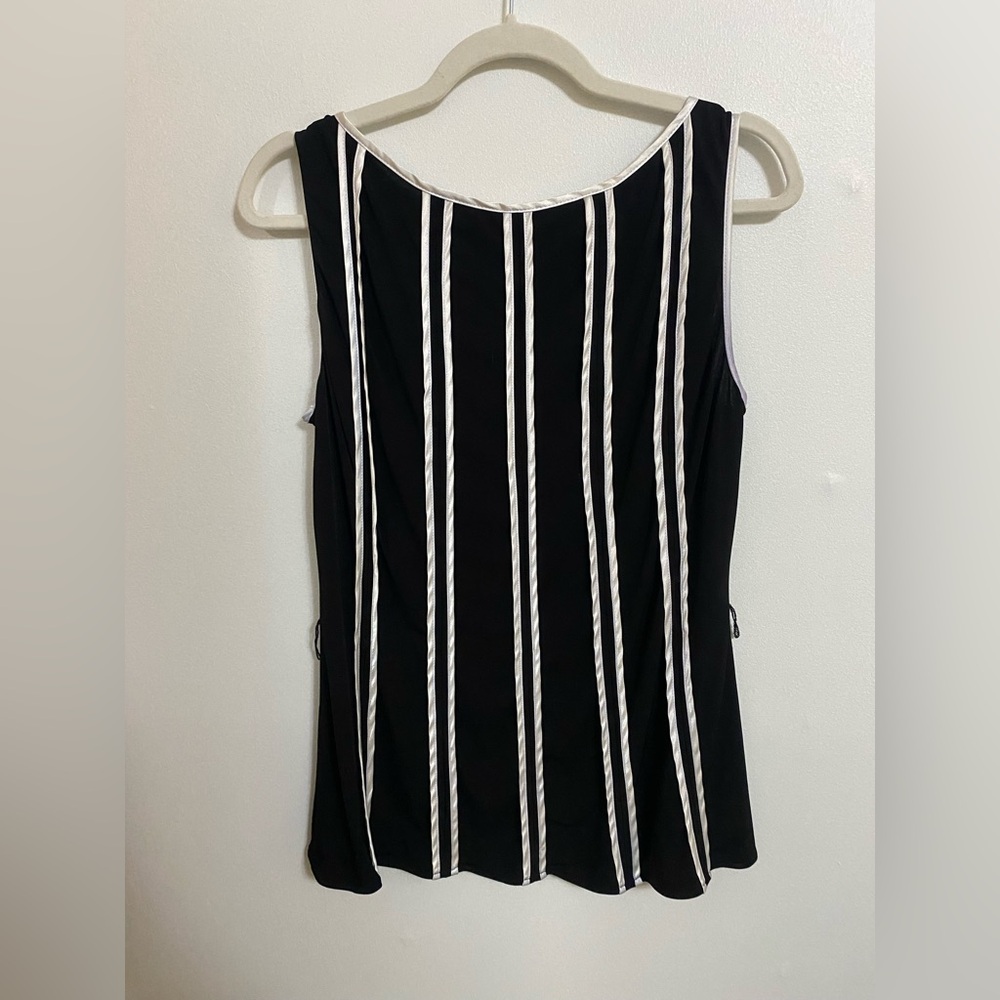 Vintage Black and White Striped Sleeveless Top